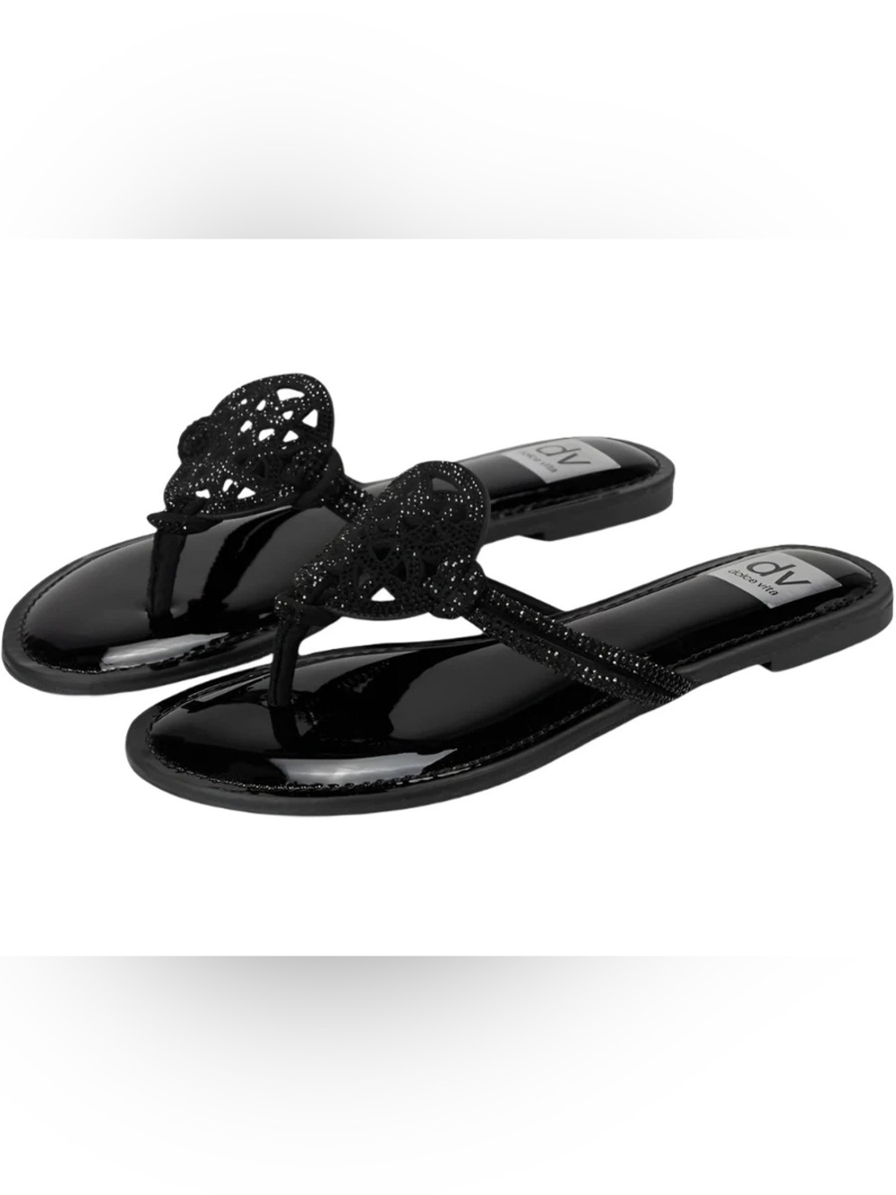 DV by Dolce Vita Black Patent Jelly Thong Sandals